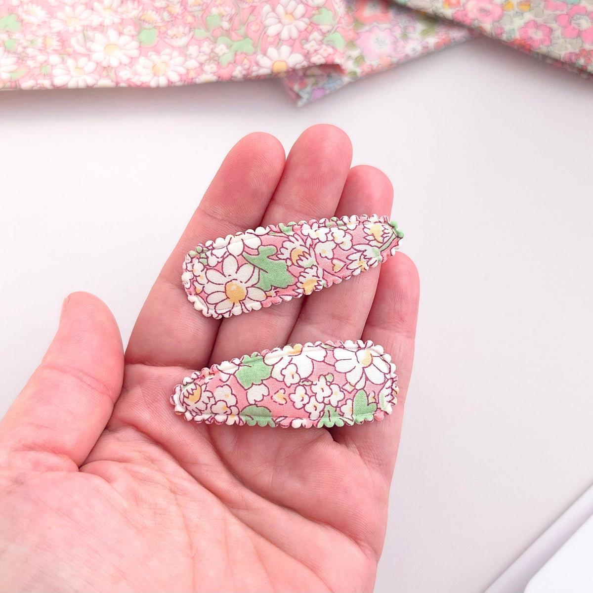 Liberty Daisy Floral Snap Clips, Pink Hair Clips for Girls