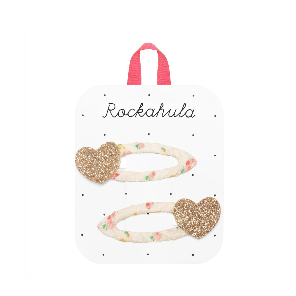Rockahula glitter heart shaped hair clips on flower wrapped ribbon clips