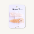 Daisy acrylic hair clips for girls with pearlescent and buttery marbled finishes