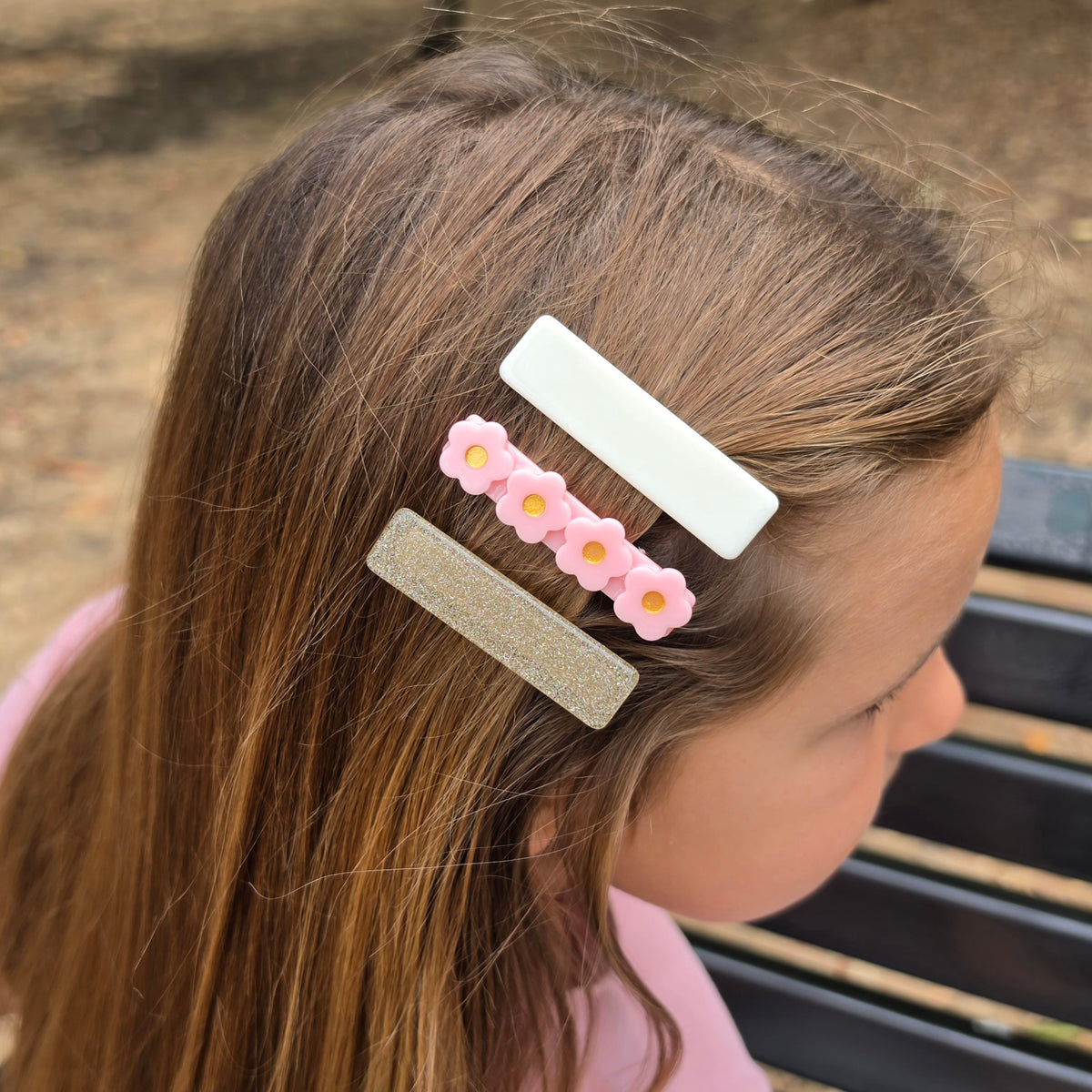 Pink Daisy Acrylic Hair Clip Set
