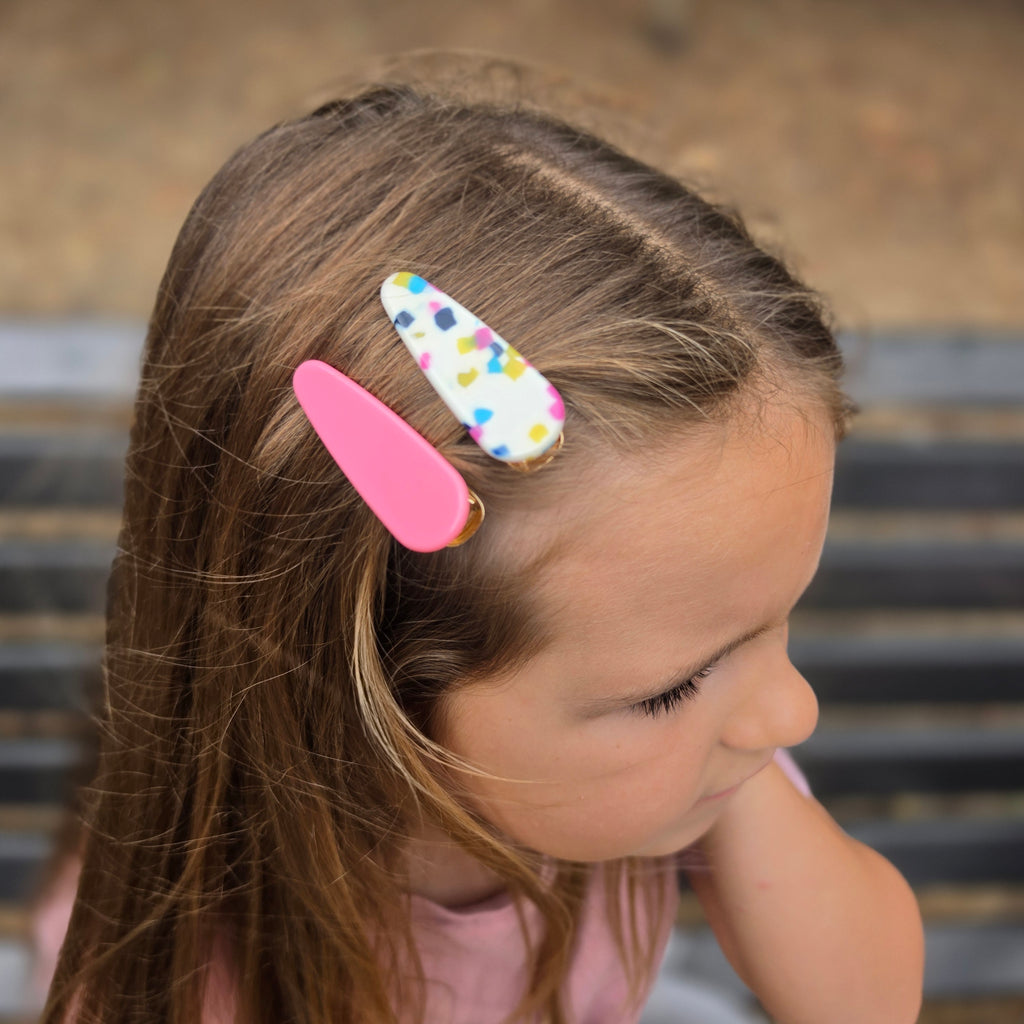 Pink Terrazzo Acrylic Hair Clip Set