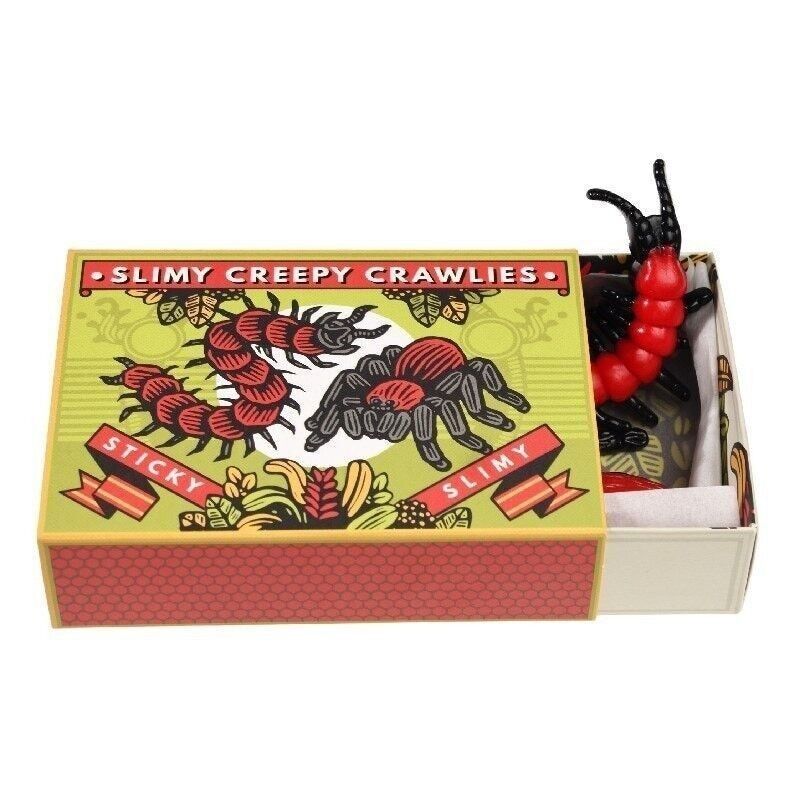 Stretchy creepy Crawlies toy set in retro matchbox-style box