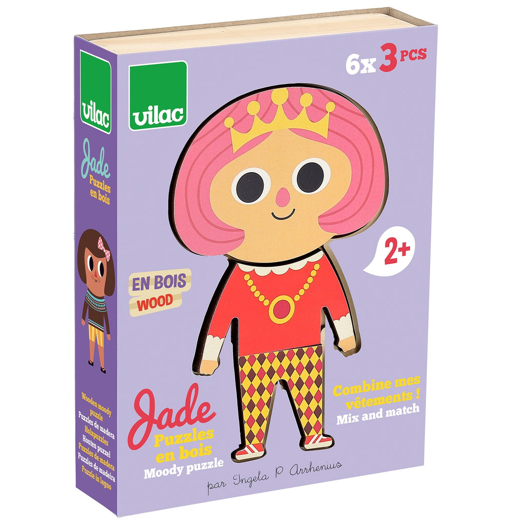 Vilac Jade Moody Wooden Dress-Up Puzzle in illustrated gift box
