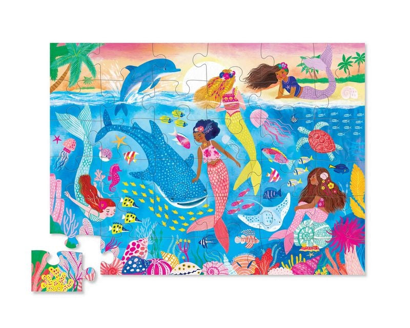 Crocodile Creek colourful 36 piece floor puzzle with colourful underwater mermaid scene