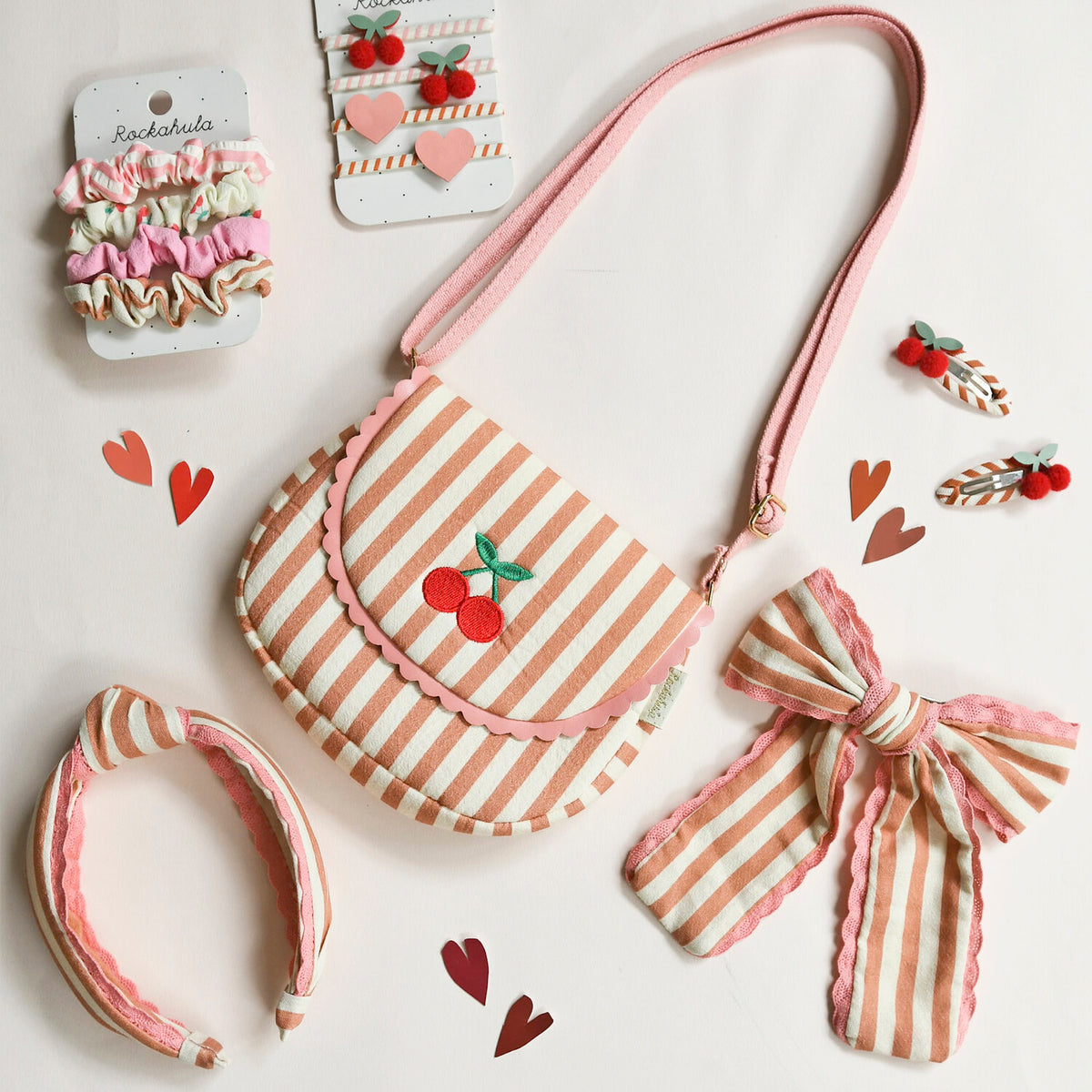 Stripy Scallop Long Bow Hair Clip