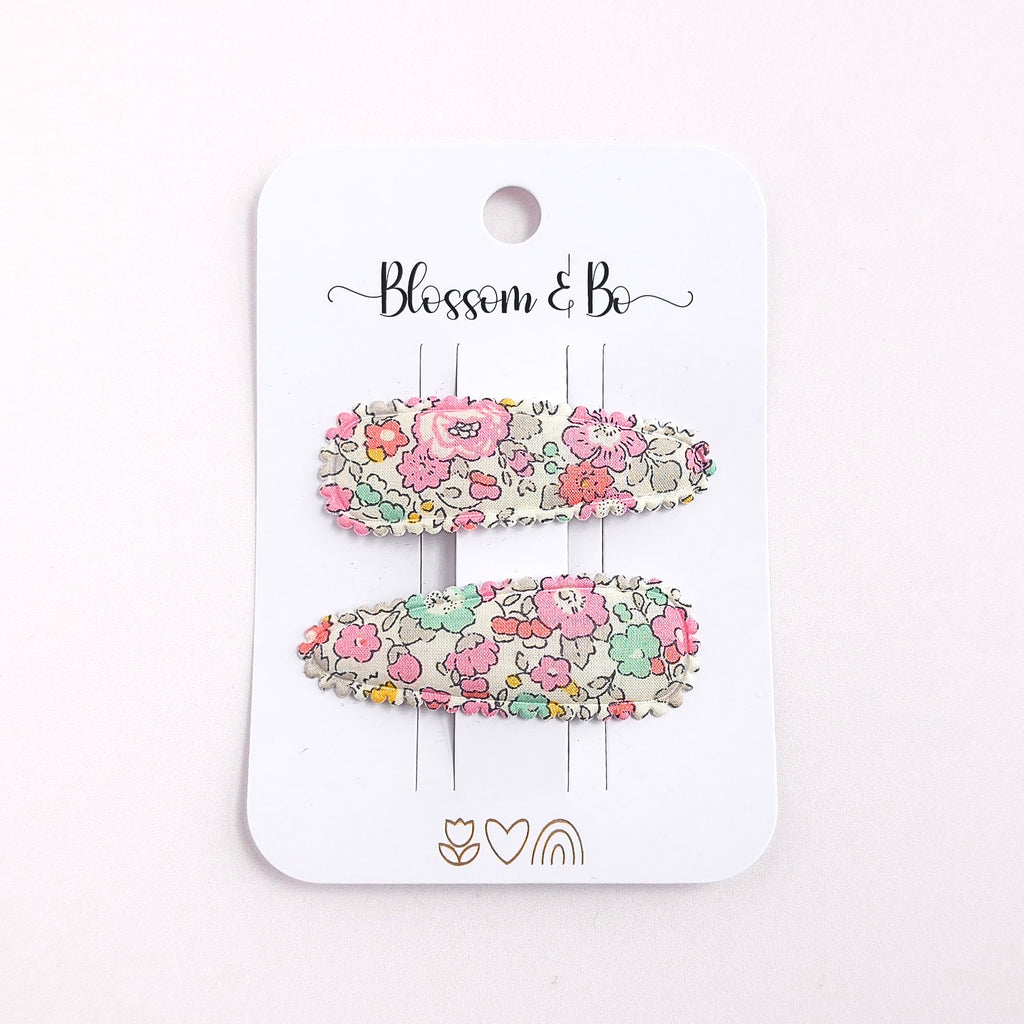 Liberty Betsy Floral Hair Clips for Girls - Snap Clips