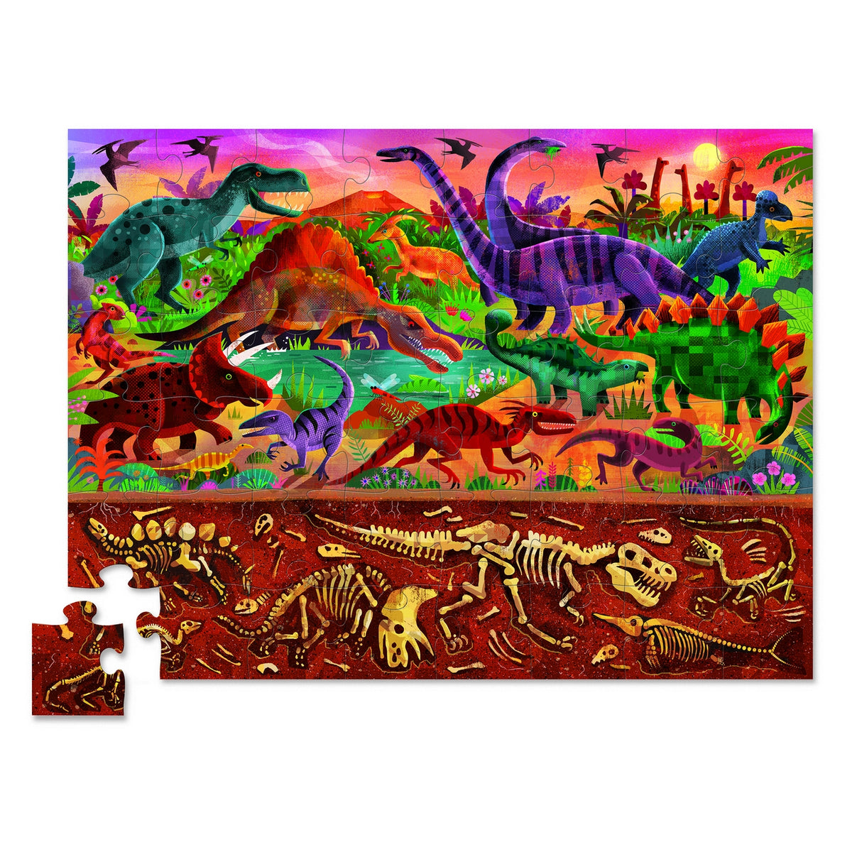 Crocodile Creek Above & Below Dinosaur World 48 Piece Puzzle