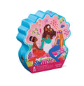 Mermaid-themed floor puzzle packaging with colorful mermaids on a white background