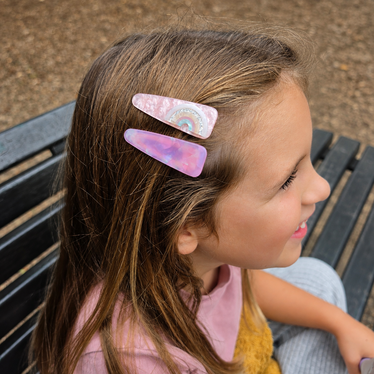 Pink Rainbow Acrylic Hair Clip Set