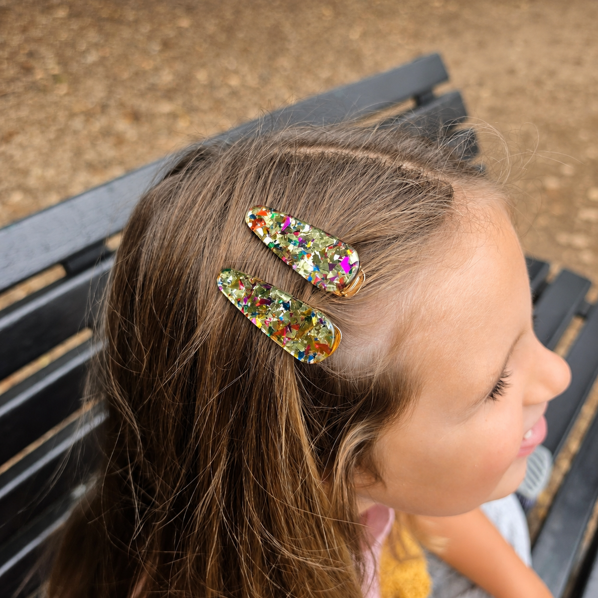 Gold Confetti Acrylic Hair Clip Set