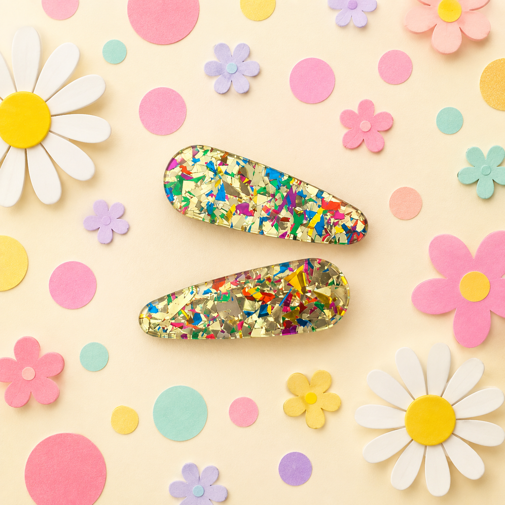 Gold Confetti Acrylic Hair Clip Set